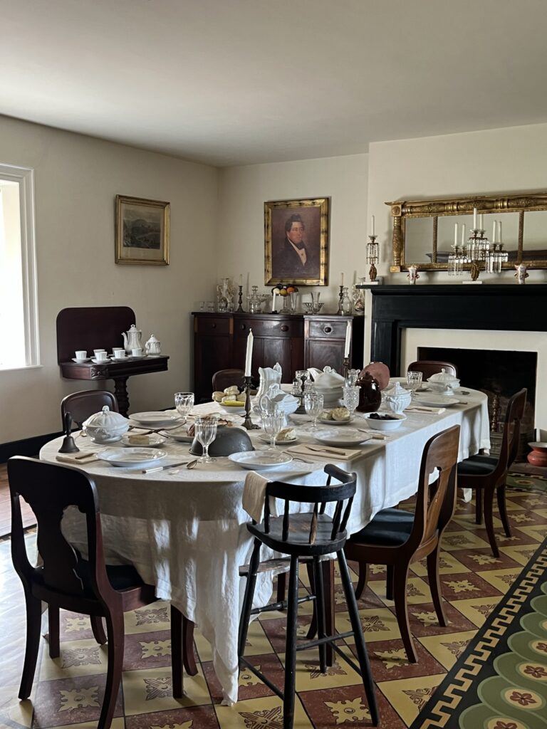 The daylight basement dining room at the McLean House at Appomattox Court House.