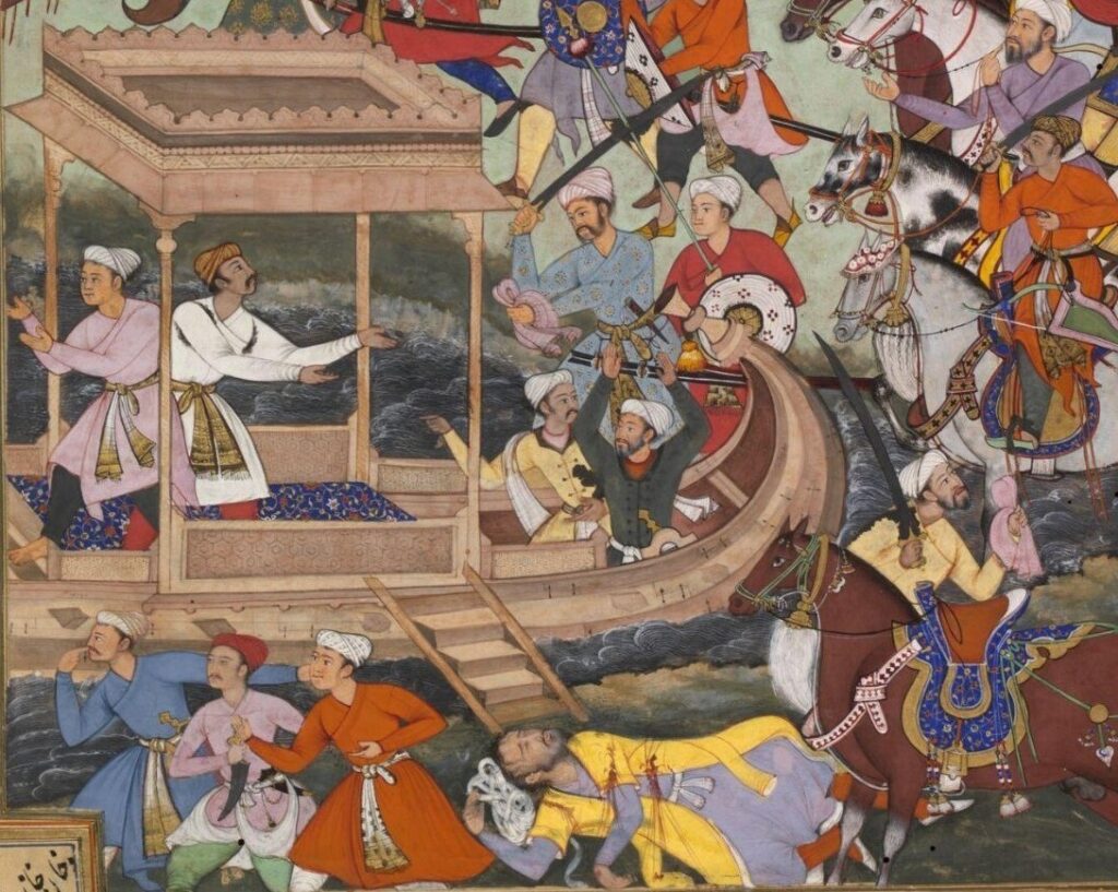 Bairam Khan's death, illustrated in the Akbarnama