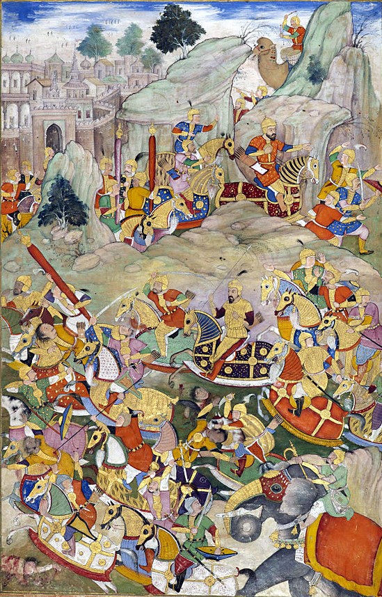 Humayun defeating Kamran on the way to establishing the Mughal Empire