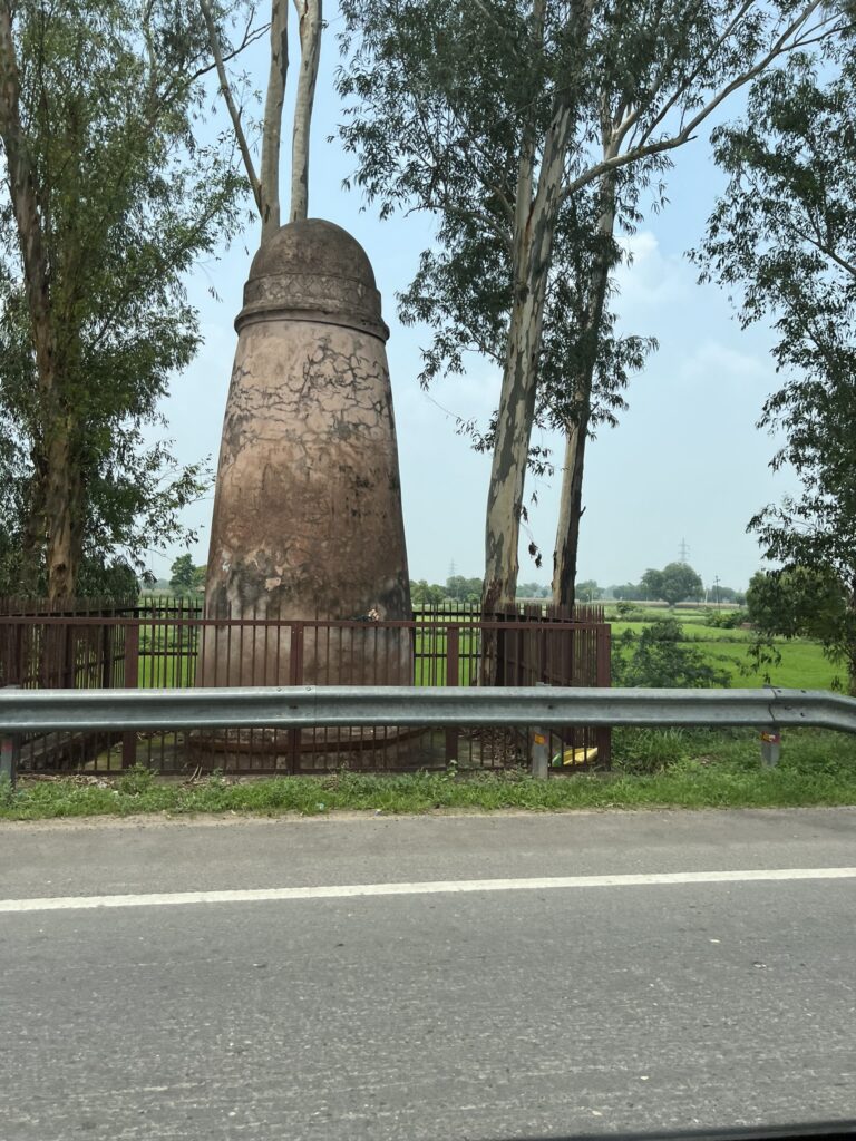 Kos minar, a pillar to measure distance in Mughal India, every two miles or so.