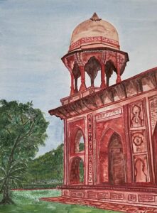 My painting of Maryam Muzzamani's tomb at Sikandara