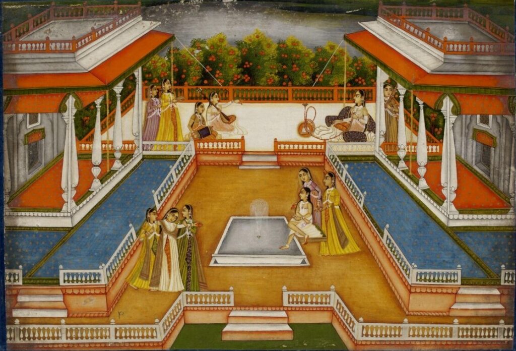 Life in Akbar's empire and the harem's vast apartments, with pools, fountains and entertainments.