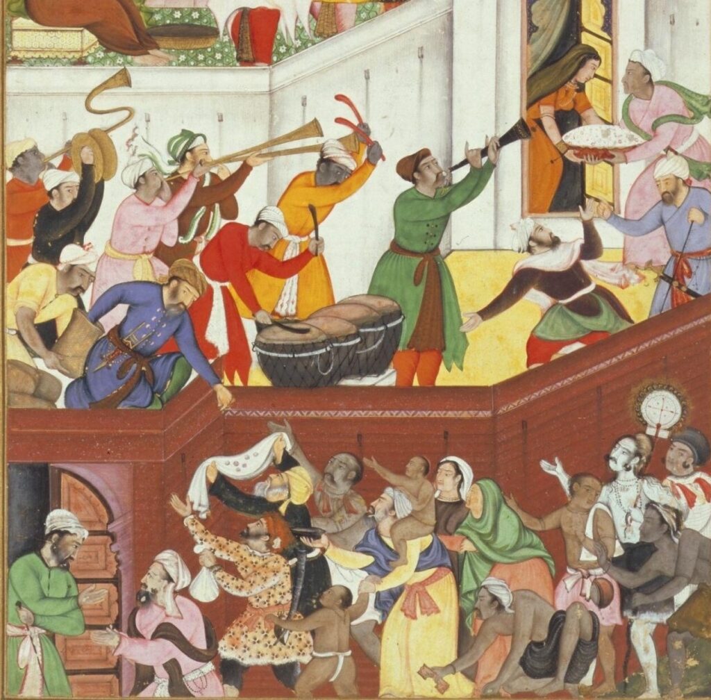 Alms given out and rejoicing after Prince Salim's birth.