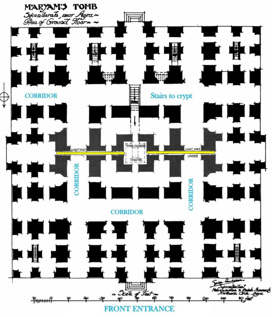 A plan of Maryam's tomb at Sikandars. She is Akbar's wife.